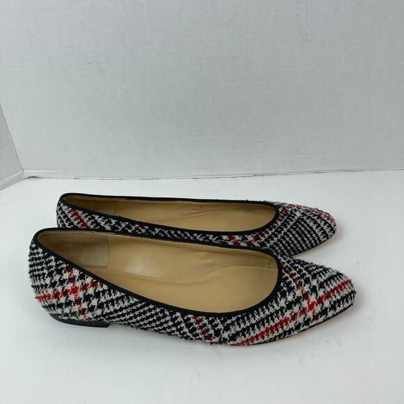 Talbots Sz 8M Tweed Houndstooth Ballet Flats Red Black Preppy Careerwear Retro - Picture 8 of 16